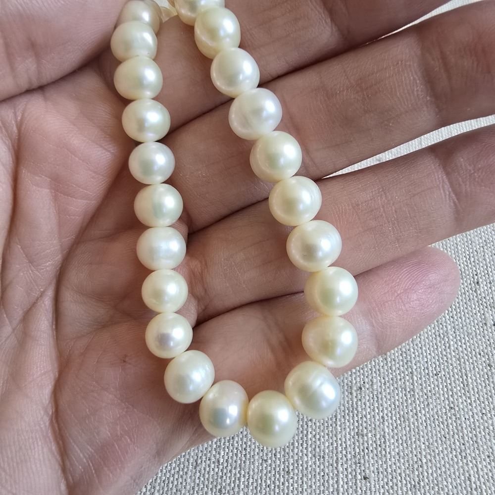17" White Freshwater Pearl Necklace – 925 Sterling Silver Clasp, Classic Strand - Picture 8 of 11